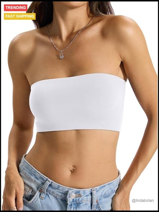 Tops - Double Lined Strapless Tube Top Crop Tank Non-Padded Bandeau Going Out